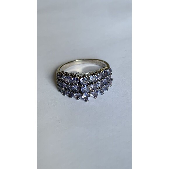 Purple Pyramid Ring Size 7 - 1.6 ct Lolite Rhodium Plated .925 Sterling Silver - Picture 2 of 8